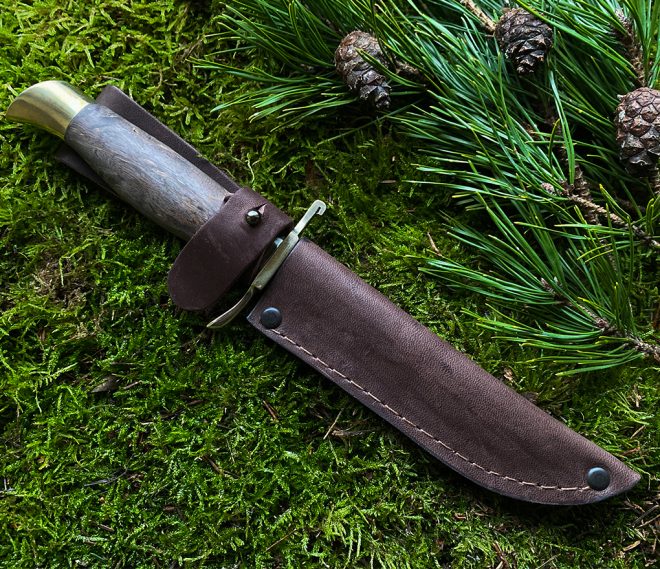 Knife ”FINKA” (Damascus steel), stabilized Karelia birch - Image 5