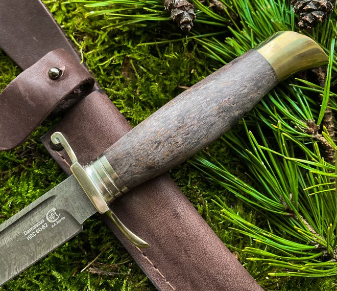 Knife ”FINKA” (Damascus steel), stabilized Karelia birch - Image 3