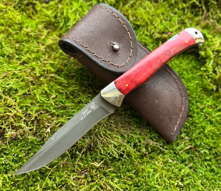 Sulankstomas peilis, rankomis kaltas iš Bulat-Wootz plieno