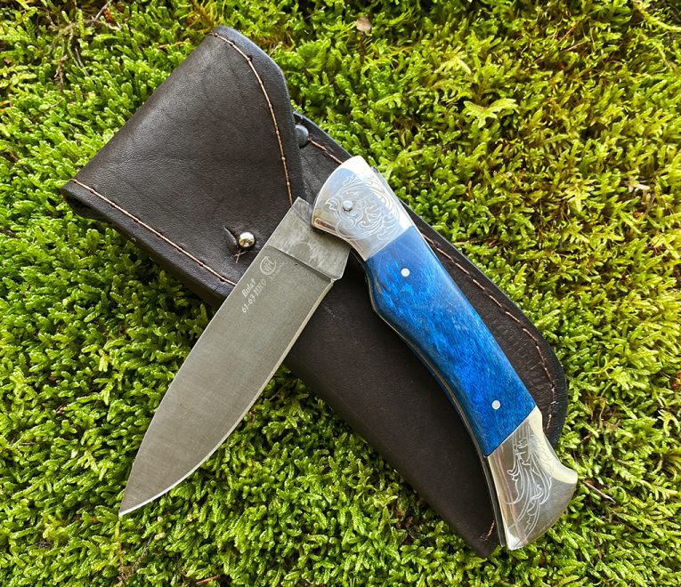 Rankomis kaltas Bulat-Wootz plieno lankstomas kišeninis peilis