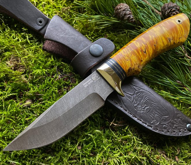 Knife ''POSEIDON MINI'' - hand forged Damascus steel blade knife