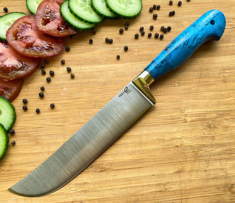 Veitsi Uzbekistanin - Pchak-teräs VG10, japanilainen taottu ruostumaton teräs
